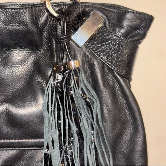 Cynthia Rowley Black Leather Shoulder Bag Tote - Picture 4 of 12